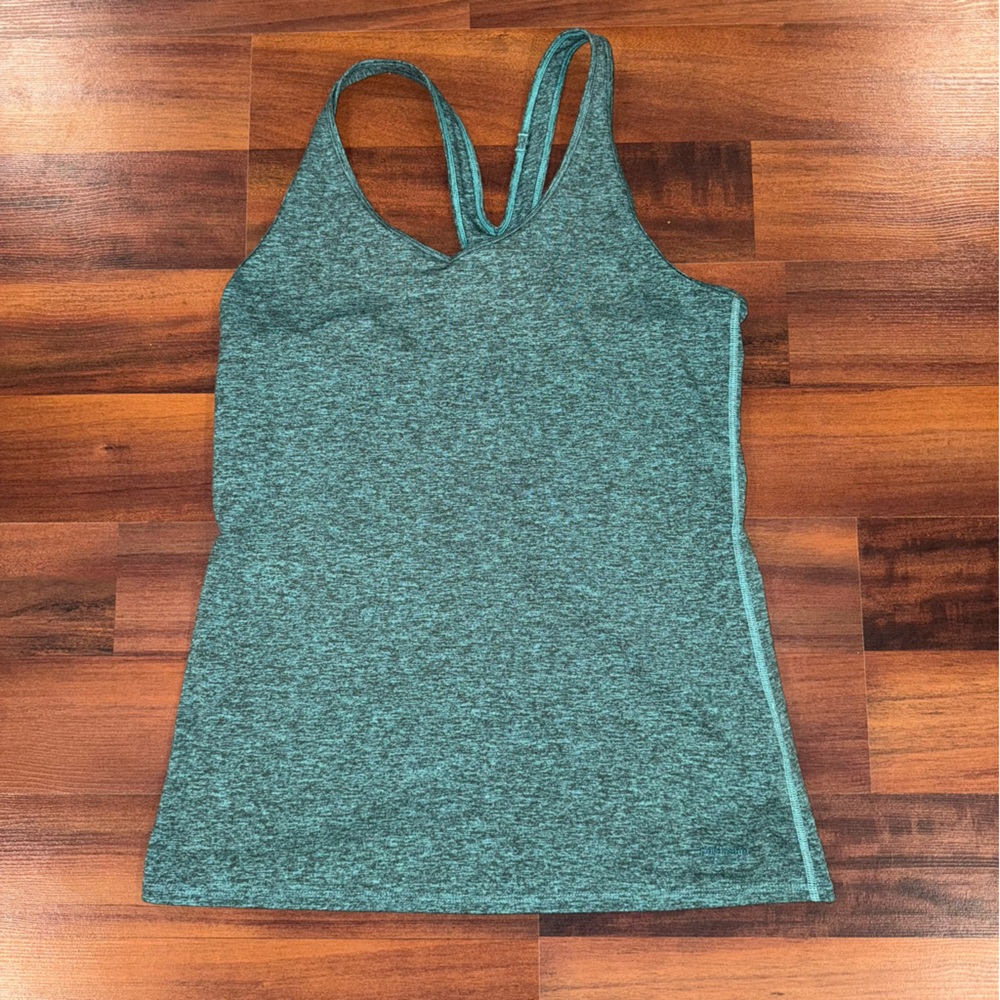 Patagonia Teal Sleeveless Workout Tank Top with Back Detail Size Medium